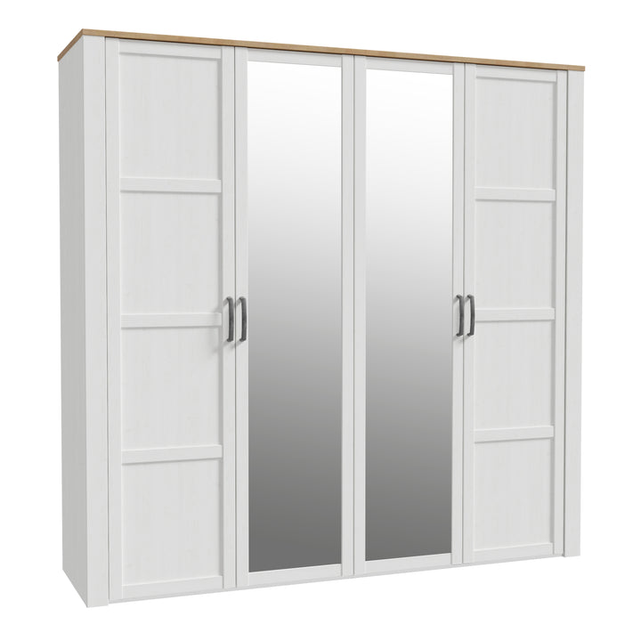 Bohol 2 Door 2 Mirrored Door Wardrobe in Riviera Oak/White - TidySpaces