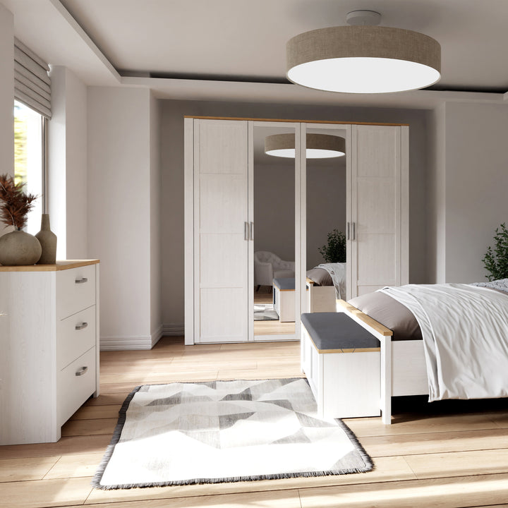 Bohol 2 Door 2 Mirrored Door Wardrobe in Riviera Oak/White - TidySpaces