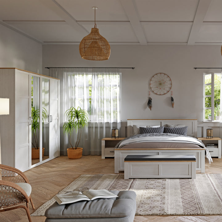 Bohol 2 Door 2 Mirrored Door Wardrobe in Riviera Oak/White - TidySpaces
