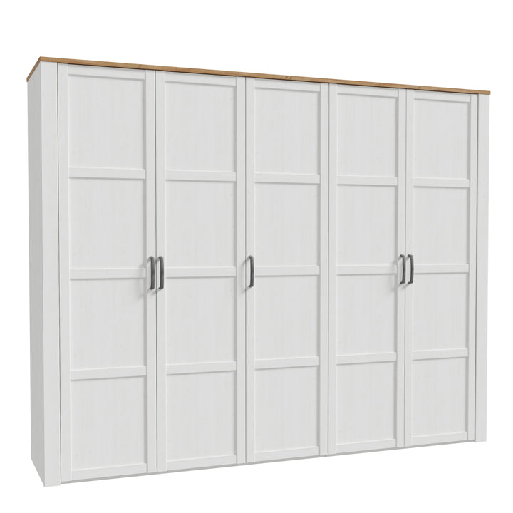 Bohol 5 Door Wardrobe in Riviera Oak/White - TidySpaces