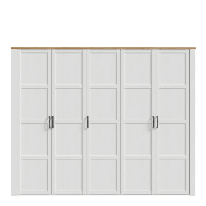 Bohol 5 Door Wardrobe in Riviera Oak/White - TidySpaces