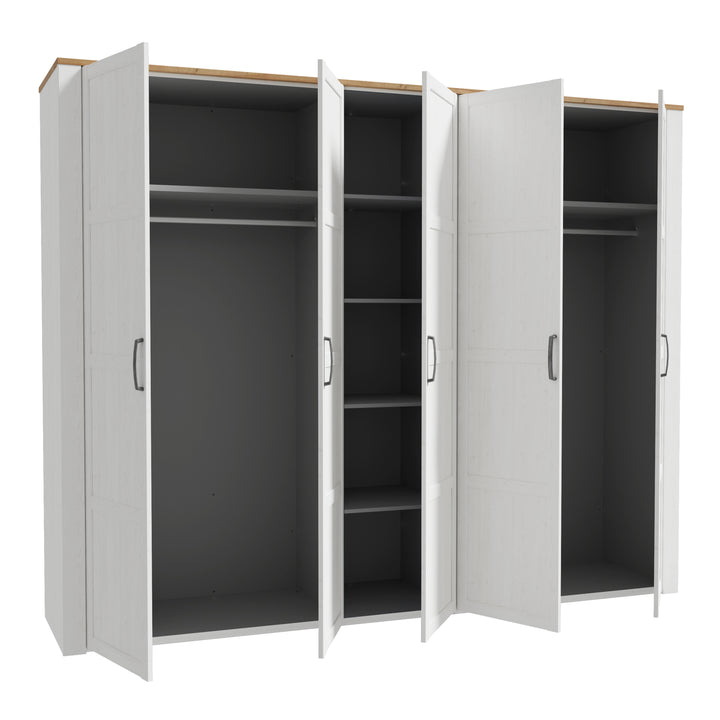 Bohol 5 Door Wardrobe in Riviera Oak/White - TidySpaces