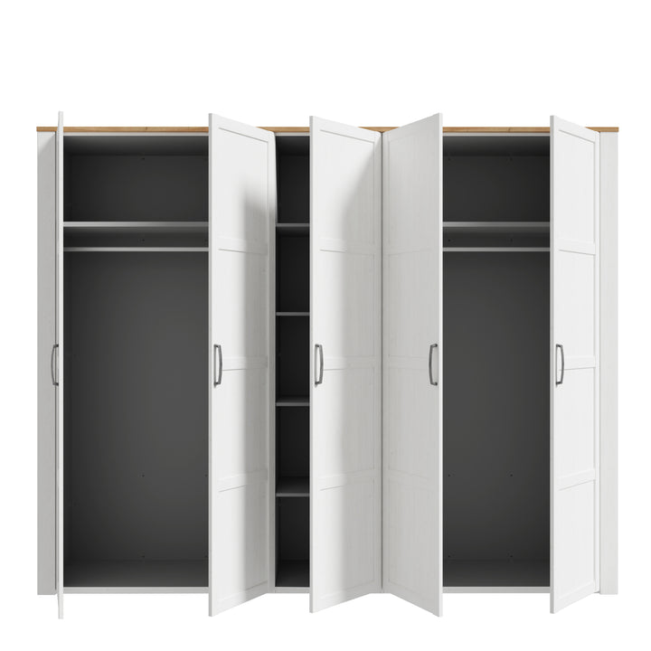 Bohol 5 Door Wardrobe in Riviera Oak/White - TidySpaces