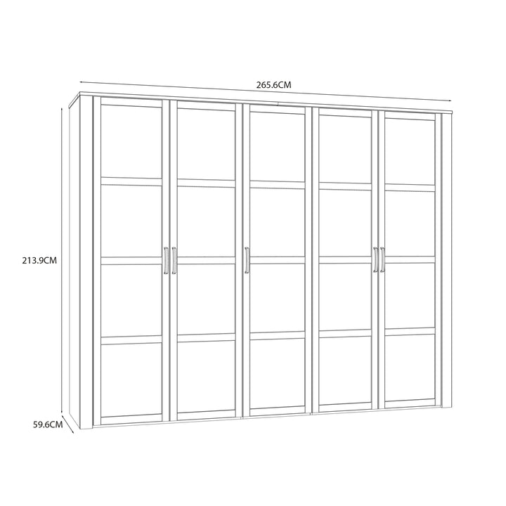 Bohol 5 Door Wardrobe in Riviera Oak/White - TidySpaces