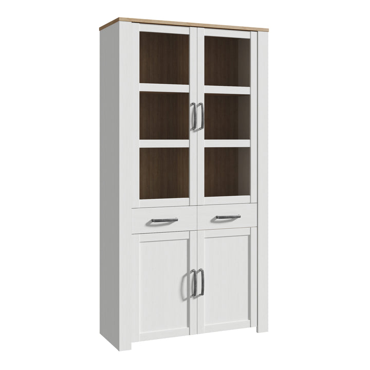 Bohol Display Cabinet 4 Door 1 Drawer in Oak/White - TidySpaces