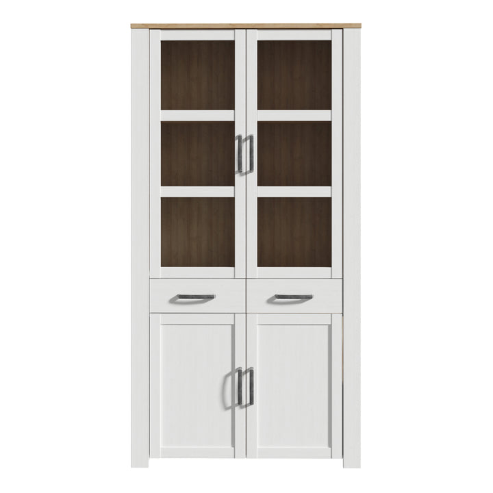 Bohol Display Cabinet 4 Door 1 Drawer in Oak/White - TidySpaces
