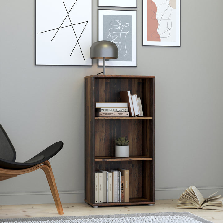 Essential Tall Narrow 2 Shelf Bookcase in Vintage Oak - TidySpaces