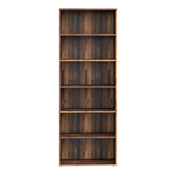 Essential Wide 5 Shelf Bookcase in Vintage Oak - TidySpaces