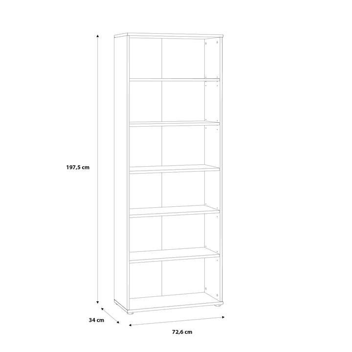 Essential Wide 5 Shelf Bookcase in Vintage Oak - TidySpaces