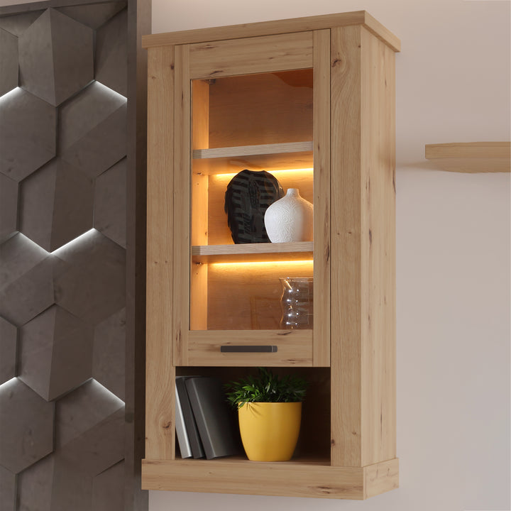 Corona Wall Display cabinet in Artisan Oak - TidySpaces