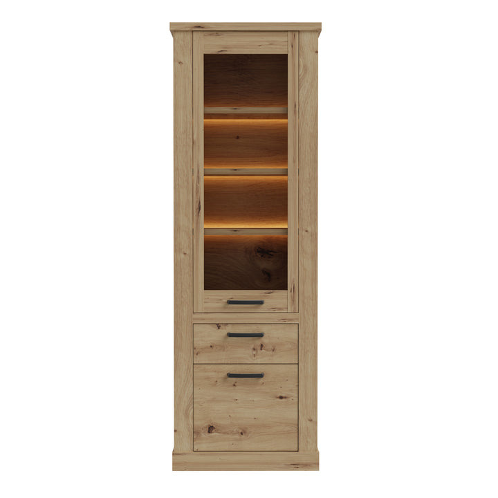 Corona Narrow Display Cabinet in Artisan Oak - TidySpaces