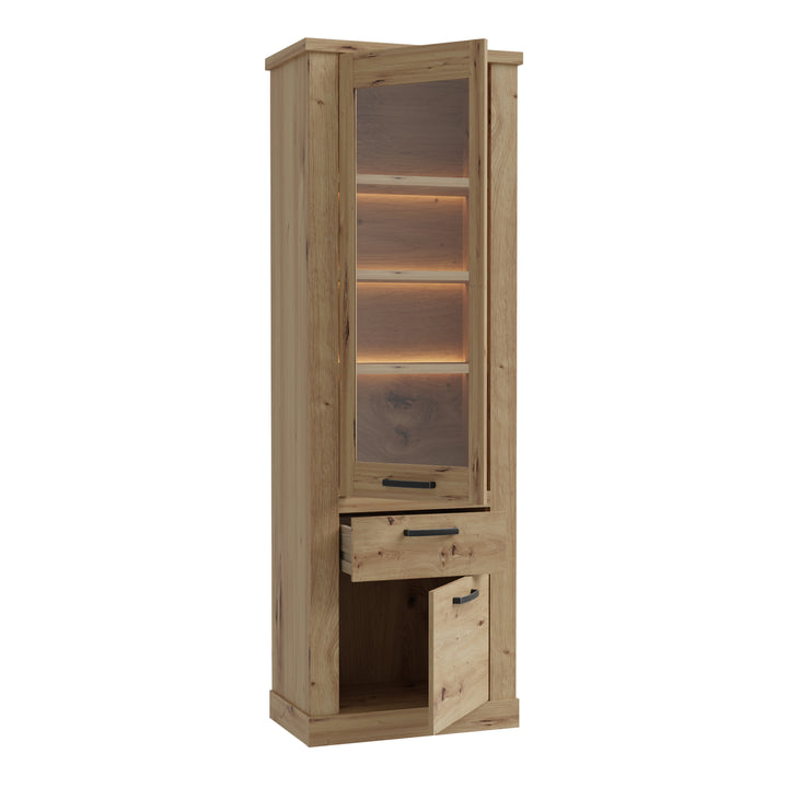 Corona Narrow Display Cabinet in Artisan Oak - TidySpaces