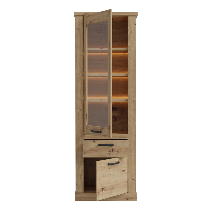 Corona Narrow Display Cabinet in Artisan Oak - TidySpaces