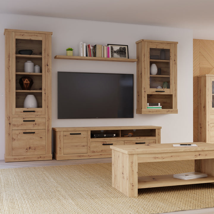 Corona Narrow Display Cabinet in Artisan Oak - TidySpaces