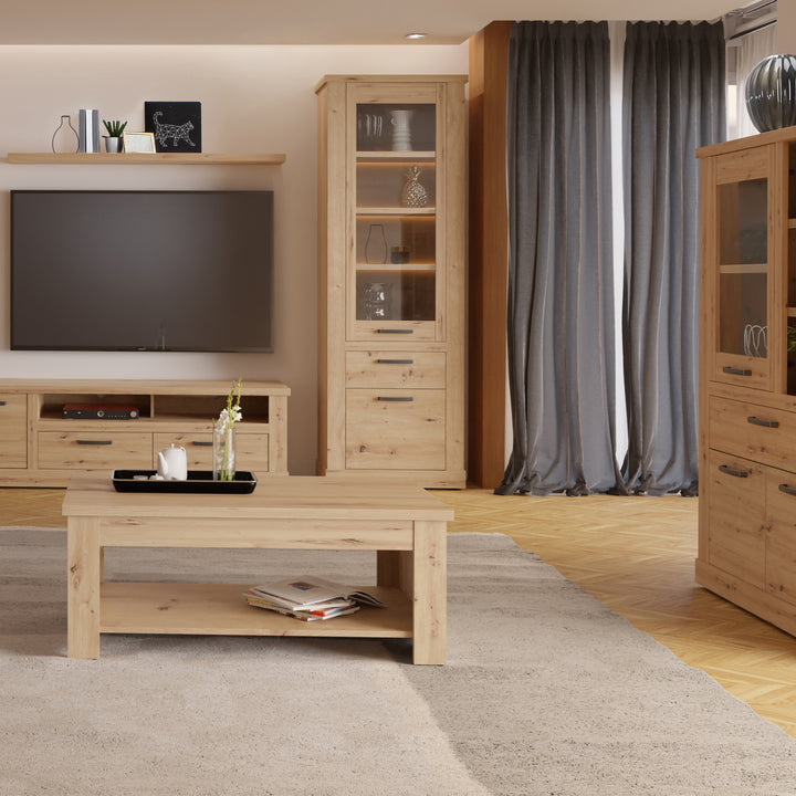 Corona Narrow Display Cabinet in Artisan Oak - TidySpaces