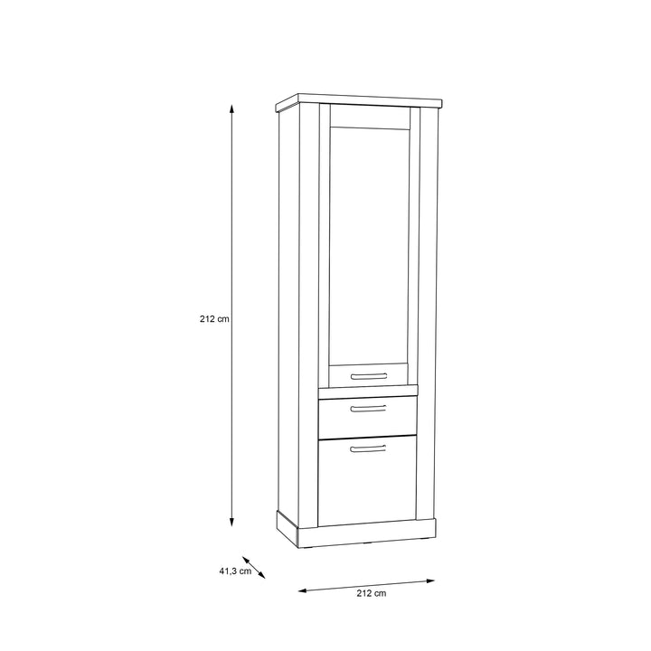 Corona Narrow Display Cabinet in Artisan Oak - TidySpaces