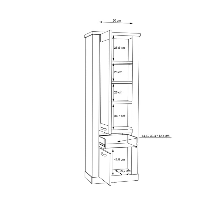 Corona Narrow Display Cabinet in Artisan Oak - TidySpaces