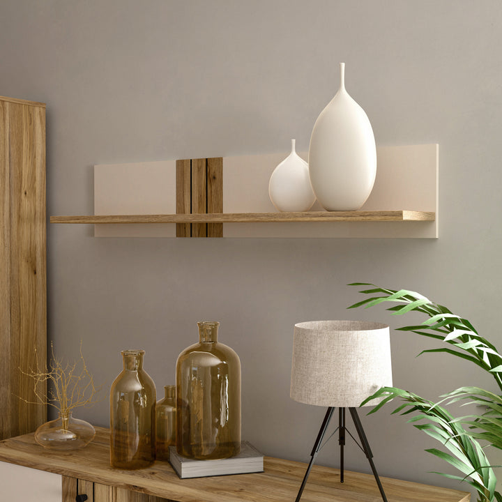 Grafton Wall Shelf In Cream and Oak - TidySpaces
