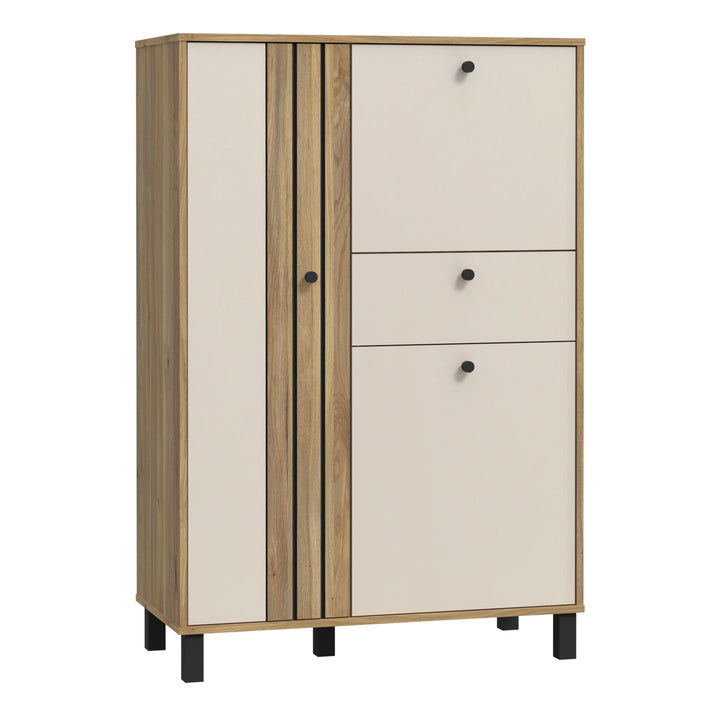 Grafton 3 Door 1 Drawer Cabinet In Cream and Oak - TidySpaces