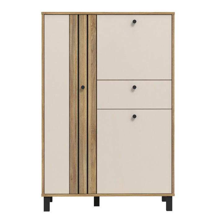 Grafton 3 Door 1 Drawer Cabinet In Cream and Oak - TidySpaces