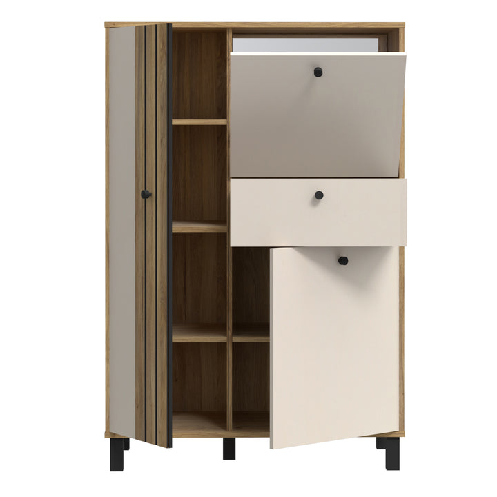 Grafton 3 Door 1 Drawer Cabinet In Cream and Oak - TidySpaces