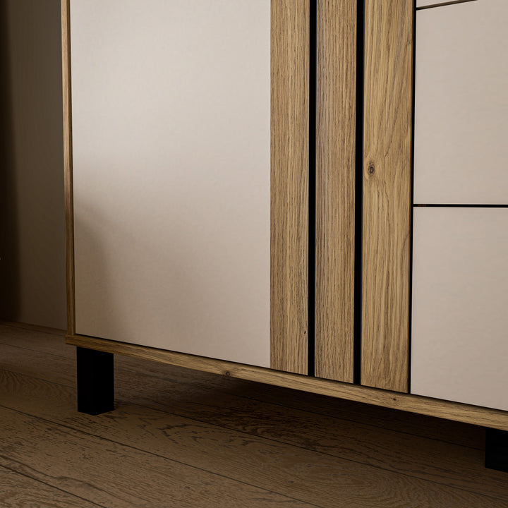 Grafton 3 Door 1 Drawer Cabinet In Cream and Oak - TidySpaces