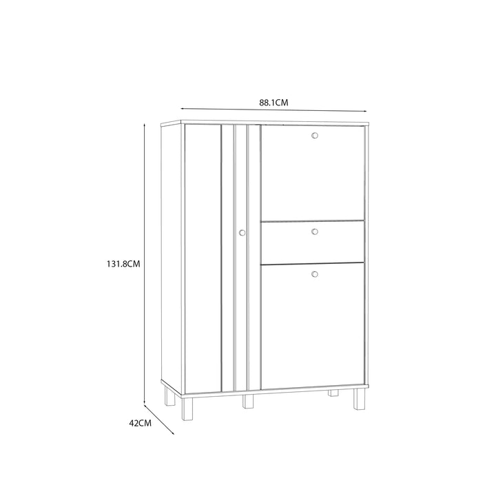 Grafton 3 Door 1 Drawer Cabinet In Cream and Oak - TidySpaces