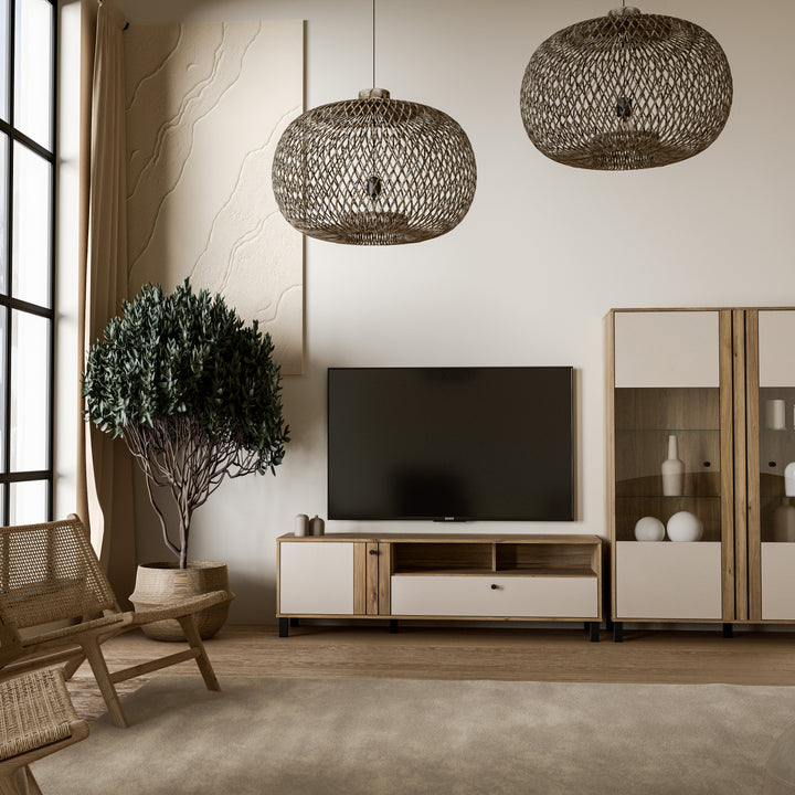 Grafton TV Unit in Cream and Oak - TidySpaces