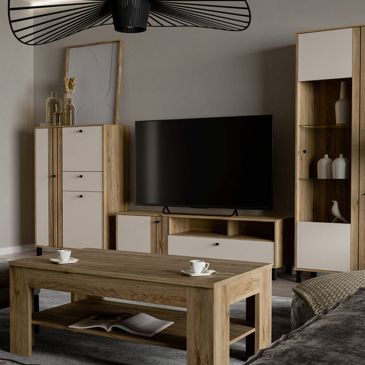 Grafton TV Unit in Cream and Oak - TidySpaces