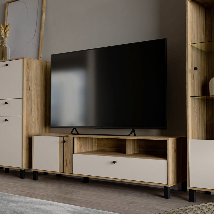 Grafton TV Unit in Cream and Oak - TidySpaces