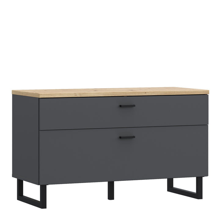 Klara TV Unit with 1 Drawer 1 Flip Door in Grey and Oak - TidySpaces