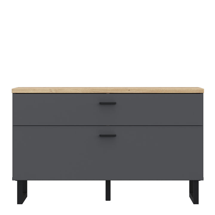 Klara TV Unit with 1 Drawer 1 Flip Door in Grey and Oak - TidySpaces