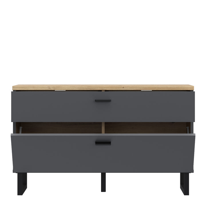 Klara TV Unit with 1 Drawer 1 Flip Door in Grey and Oak - TidySpaces