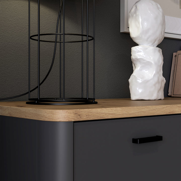 Klara TV Unit with 1 Drawer 1 Flip Door in Grey and Oak - TidySpaces