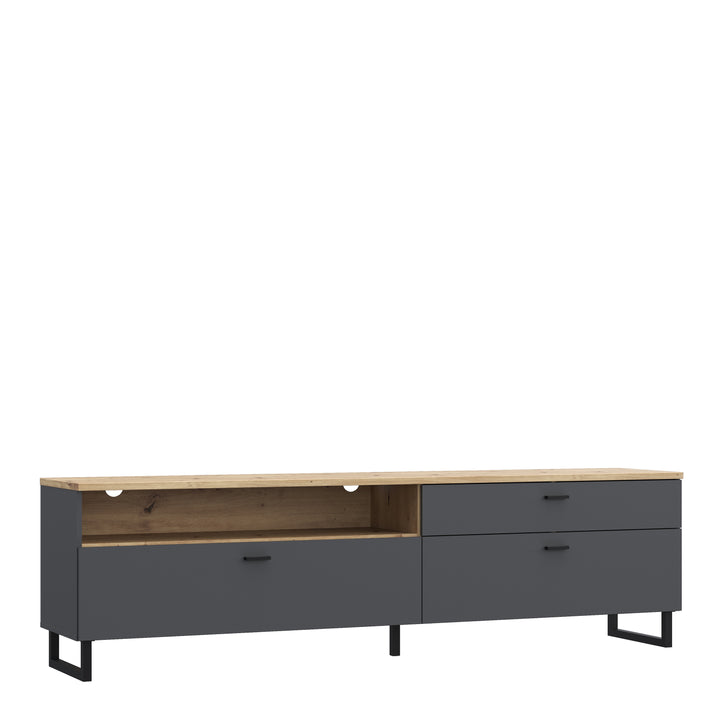 Klara TV Unit with 1 Drawer 2 Flip Doors in Grey and Oak - TidySpaces