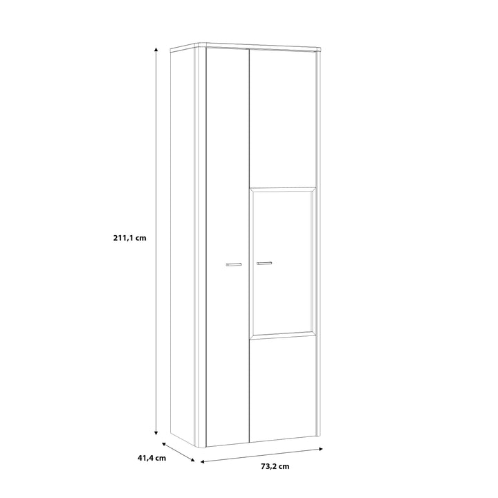 Klara Display Cabinet with 1 Door  and 1 Glass Door in Grey and Oak - TidySpaces