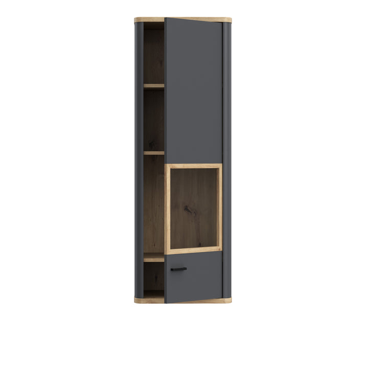 Klara Display Cabinet with 1 Glass Door in Grey and Oak inc LED Lighting - TidySpaces