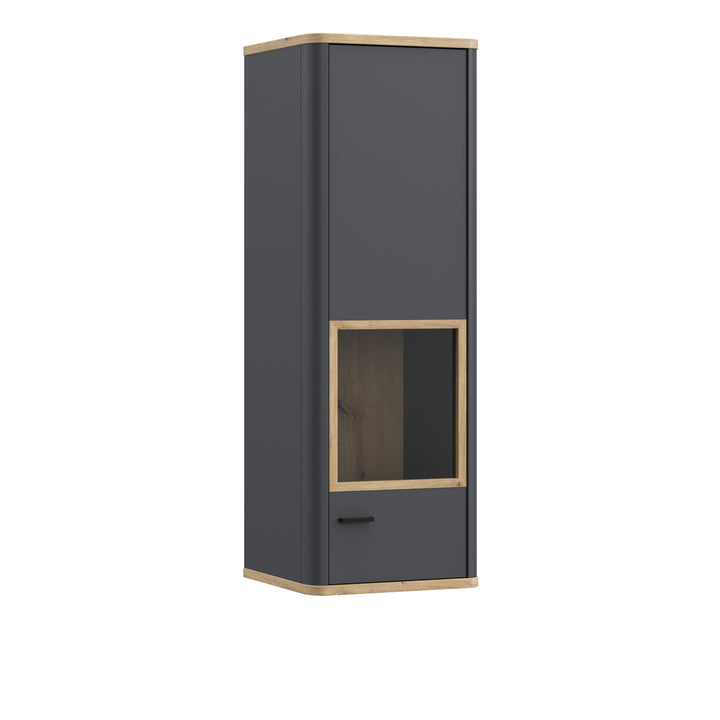 Klara Display Cabinet with 1 Glass Door in Grey and Oak - TidySpaces