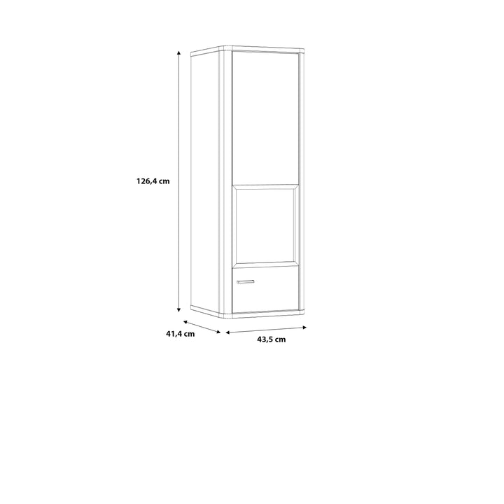 Klara Display Cabinet with 1 Glass Door in Grey and Oak - TidySpaces