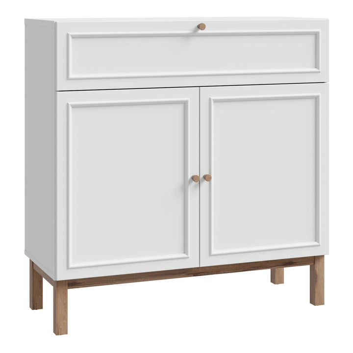 Wensley 2 Door 1 Drawer Console in Light Grey and Oak - TidySpaces