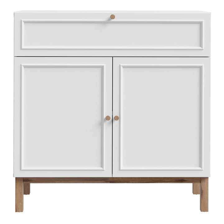Wensley 2 Door 1 Drawer Console in Light Grey and Oak - TidySpaces