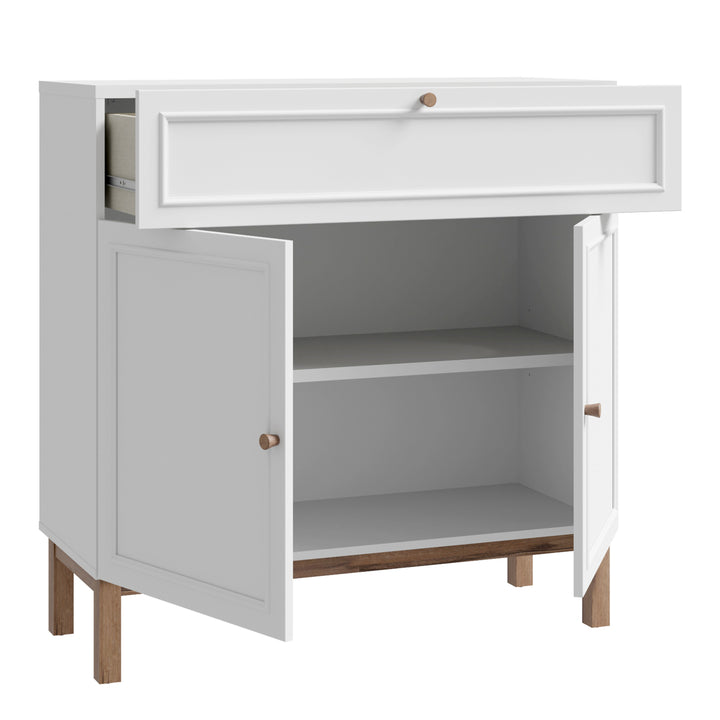 Wensley 2 Door 1 Drawer Console in Light Grey and Oak - TidySpaces