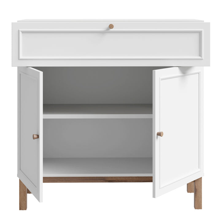 Wensley 2 Door 1 Drawer Console in Light Grey and Oak - TidySpaces
