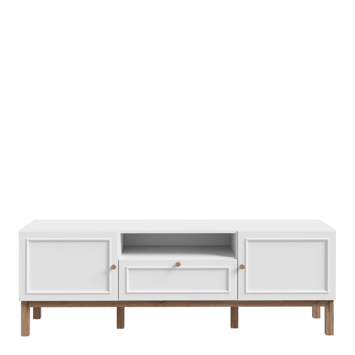 Wensley 2 Door 1 Drawer TV Unit in Light Grey and Oak - TidySpaces