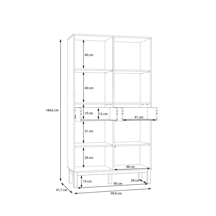 Wensley Display Cabinet with 2 Doors 2 Drawers and 2 Glass Doors in Light Grey and Oak inc LED Lighting - TidySpaces