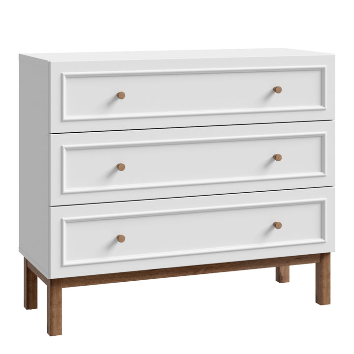 Wensley 3 Drawer Chest in Light Grey and Oak - TidySpaces