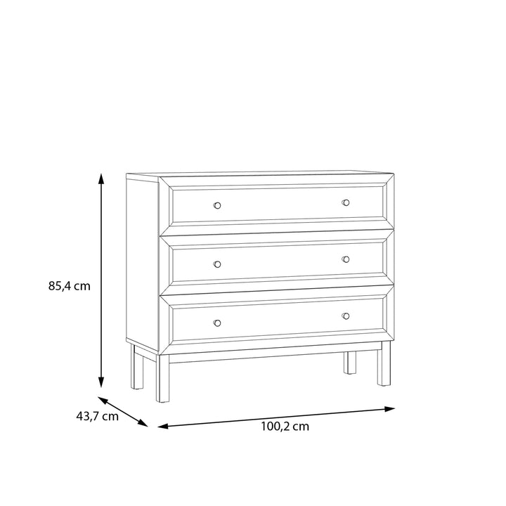 Wensley 3 Drawer Chest in Light Grey and Oak - TidySpaces