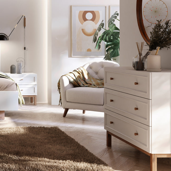 Wensley 3 Drawer Chest in Light Grey and Oak - TidySpaces