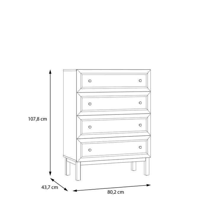 Wensley 4 Drawer Chest in Light Grey and Oak - TidySpaces