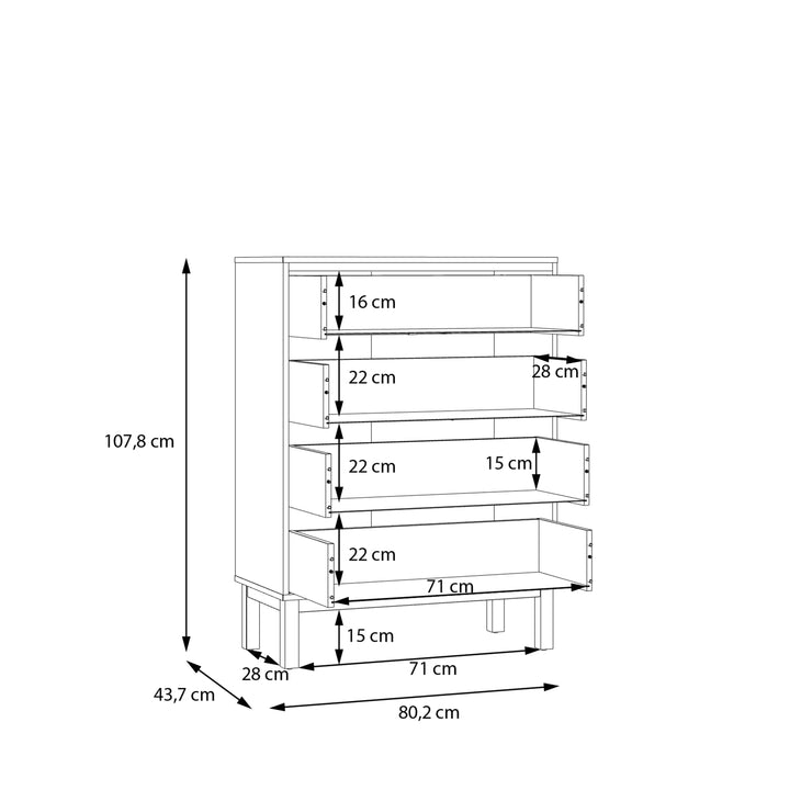 Wensley 4 Drawer Chest in Light Grey and Oak - TidySpaces